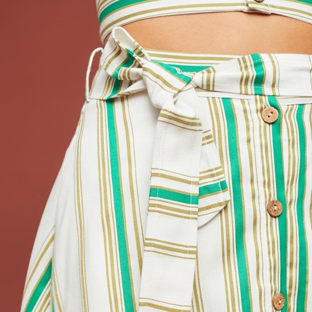 Hutch Anthropologie Baracoa Striped Button-Down Midi A-Line Skirt Size 2 Coastal - Picture 3 of 10